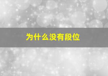 为什么没有段位