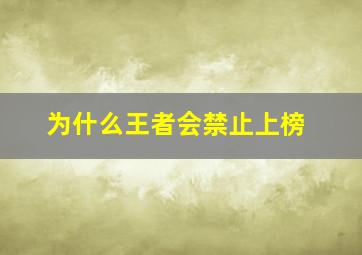 为什么王者会禁止上榜