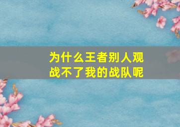 为什么王者别人观战不了我的战队呢