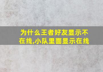 为什么王者好友显示不在线,小队里面显示在线