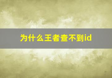 为什么王者查不到id