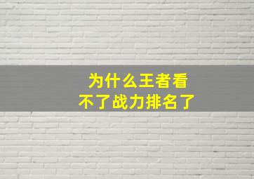 为什么王者看不了战力排名了