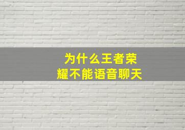 为什么王者荣耀不能语音聊天