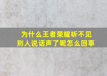 为什么王者荣耀听不见别人说话声了呢怎么回事