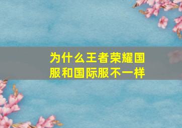 为什么王者荣耀国服和国际服不一样