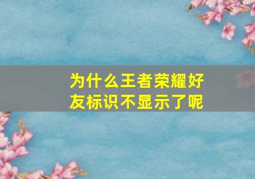 为什么王者荣耀好友标识不显示了呢