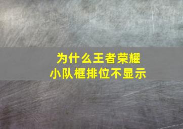 为什么王者荣耀小队框排位不显示