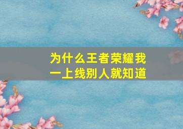 为什么王者荣耀我一上线别人就知道