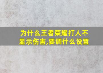 为什么王者荣耀打人不显示伤害,要调什么设置