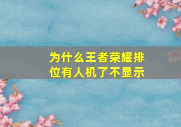 为什么王者荣耀排位有人机了不显示