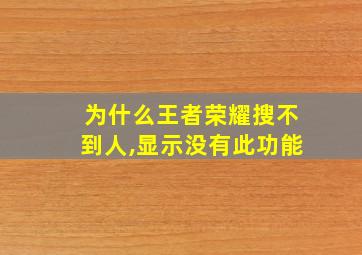 为什么王者荣耀搜不到人,显示没有此功能