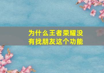 为什么王者荣耀没有找朋友这个功能