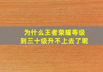 为什么王者荣耀等级到三十级升不上去了呢