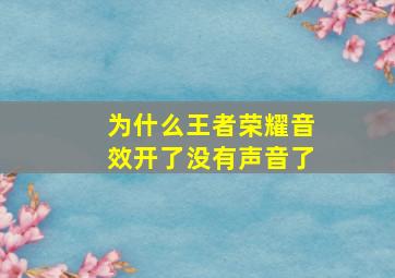 为什么王者荣耀音效开了没有声音了