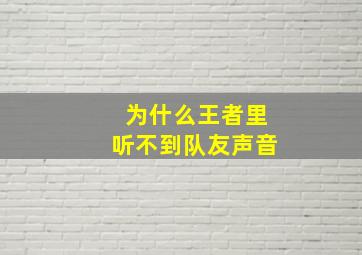 为什么王者里听不到队友声音