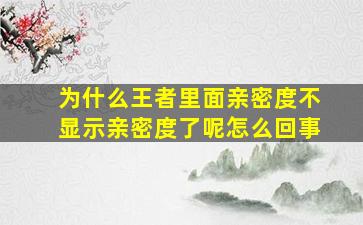 为什么王者里面亲密度不显示亲密度了呢怎么回事