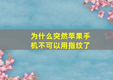 为什么突然苹果手机不可以用指纹了