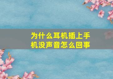 为什么耳机插上手机没声音怎么回事