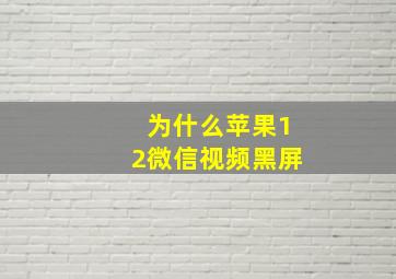 为什么苹果12微信视频黑屏