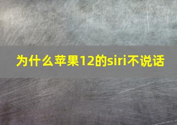 为什么苹果12的siri不说话