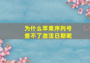 为什么苹果序列号查不了激活日期呢