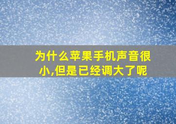 为什么苹果手机声音很小,但是已经调大了呢