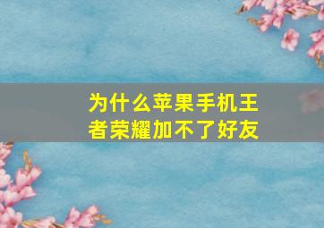 为什么苹果手机王者荣耀加不了好友