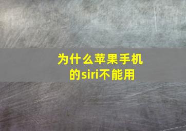 为什么苹果手机的siri不能用