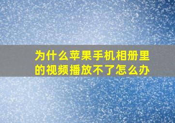 为什么苹果手机相册里的视频播放不了怎么办