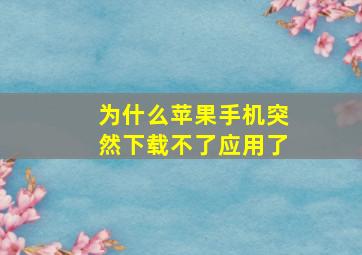 为什么苹果手机突然下载不了应用了