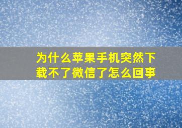 为什么苹果手机突然下载不了微信了怎么回事