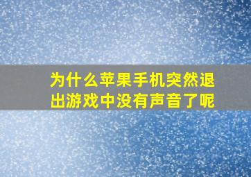 为什么苹果手机突然退出游戏中没有声音了呢