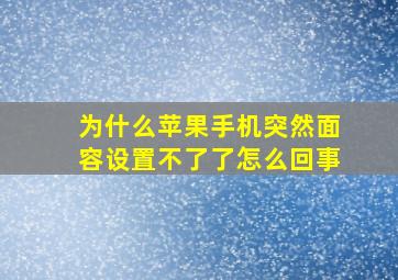 为什么苹果手机突然面容设置不了了怎么回事