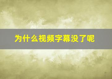 为什么视频字幕没了呢