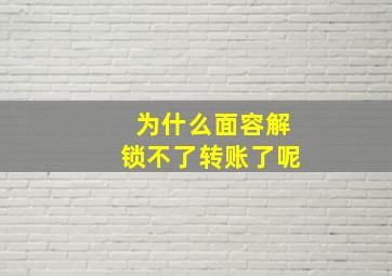 为什么面容解锁不了转账了呢