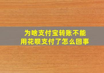 为啥支付宝转账不能用花呗支付了怎么回事