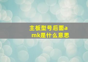 主板型号后面amk是什么意思