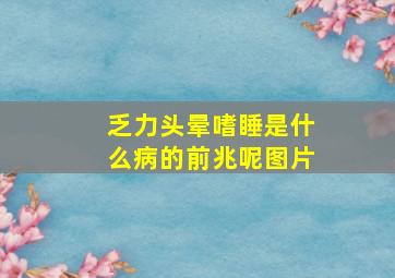 乏力头晕嗜睡是什么病的前兆呢图片