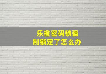 乐橙密码锁强制锁定了怎么办