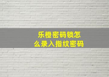 乐橙密码锁怎么录入指纹密码