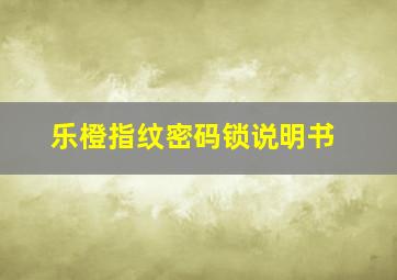 乐橙指纹密码锁说明书