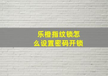 乐橙指纹锁怎么设置密码开锁