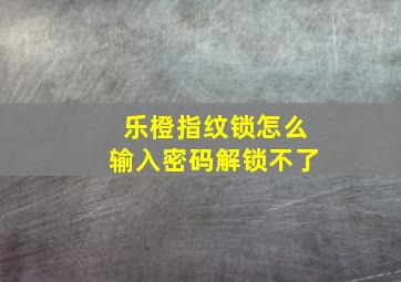 乐橙指纹锁怎么输入密码解锁不了