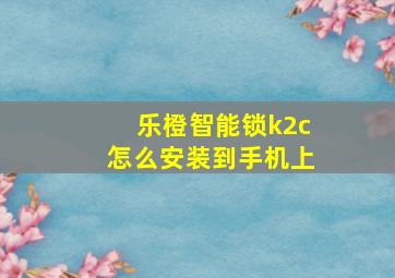 乐橙智能锁k2c怎么安装到手机上