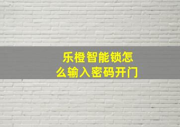 乐橙智能锁怎么输入密码开门