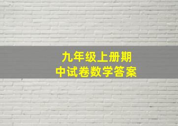 九年级上册期中试卷数学答案