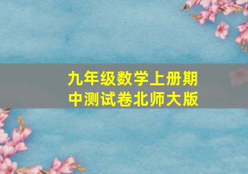 九年级数学上册期中测试卷北师大版