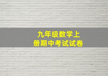 九年级数学上册期中考试试卷