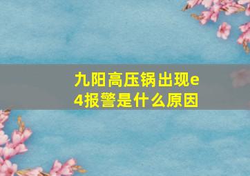 九阳高压锅出现e4报警是什么原因