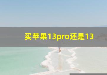 买苹果13pro还是13